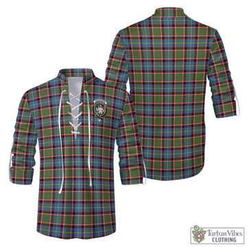 Tartan Vibes Clothing Aikenhead Tartan Men's Scottish Traditional Jacobite Ghillie Kilt Shirt with Family Crest