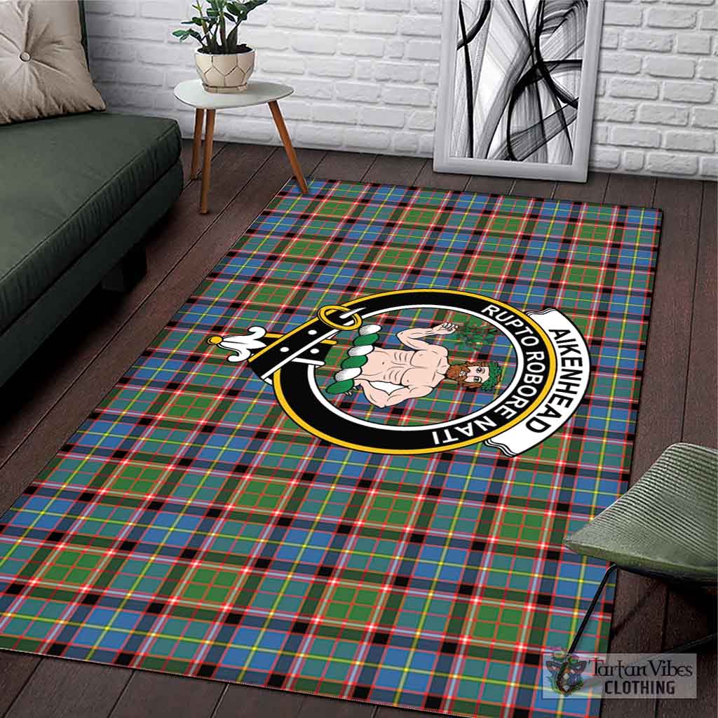 Tartan Vibes Clothing Aikenhead Tartan Area Rug with Family Crest