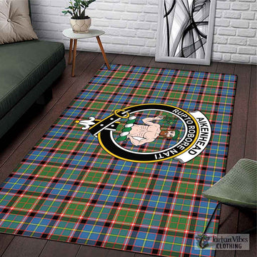 Tartan Vibes Clothing Aikenhead Tartan Area Rug with Family Crest