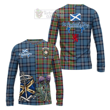 Aikenhead Tartan Long Sleeve T-Shirt Happy St. Andrew's Day Half Tartan Style Unisex - Tartan Vibes Clothing