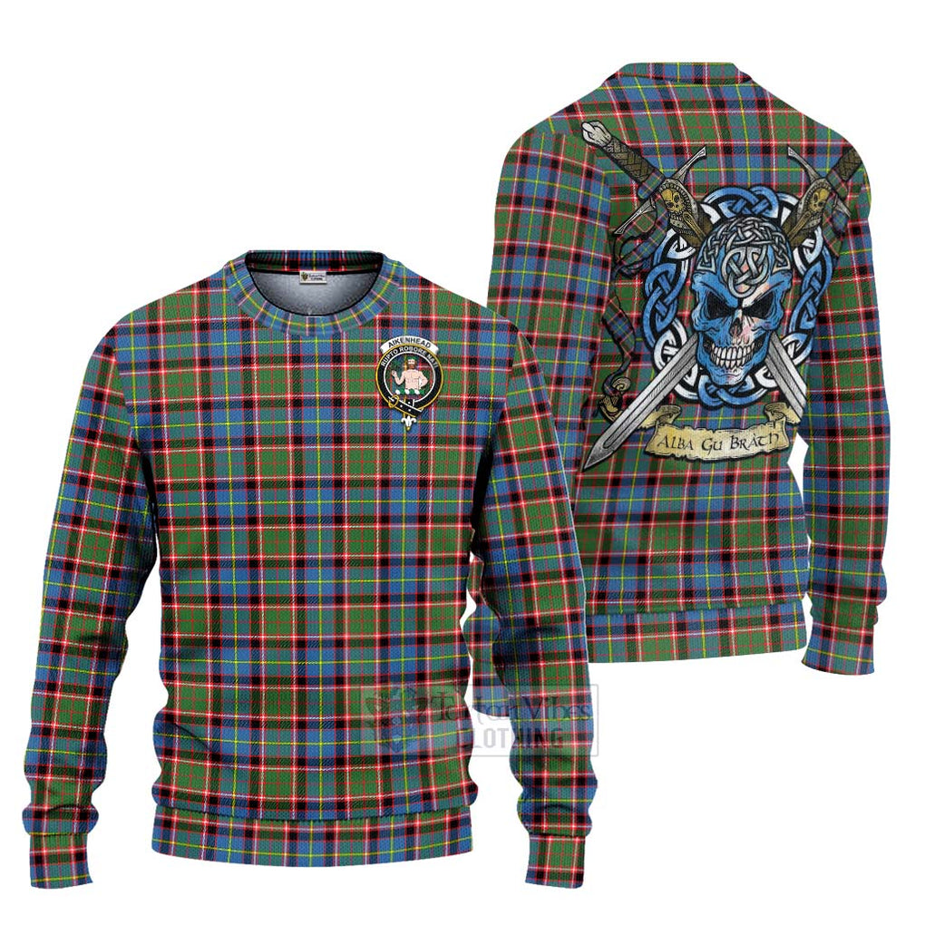 Aikenhead Tartan Ugly Sweater with Family Crest Celtic Skull Style Unisex - Tartan Vibes Clothing