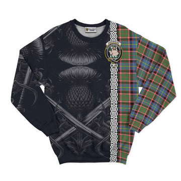 Aikenhead Tartan Sweatshirt with Family Crest Cross Sword Thistle Celtic Vibes Unisex - Tartan Vibes Clothing