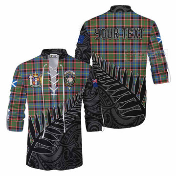 Aikenhead Crest Tartan Ghillie Kilt Shirt with New Zealand Silver Fern Half Style Men - Tartan Vibes Clothing