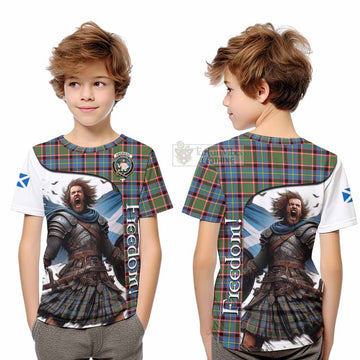 Tartan Vibes Clothing Aikenhead Crest Tartan Kid T-Shirt Inspired by the Freedom of Scottish Warrior