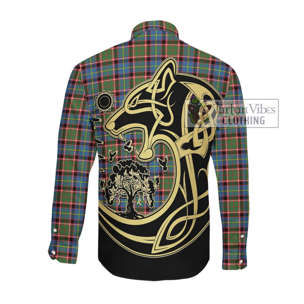 Aikenhead Tartan Long Sleeve Button Shirt with Family Crest Celtic Wolf Style Men's Shirt - Tartan Vibes Clothing