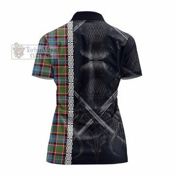 Aikenhead Tartan Women's Polo Shirt with Family Crest Cross Sword Thistle Celtic Vibes - Tartan Vibes Clothing