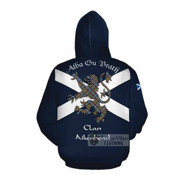 Aikenhead Tartan Lion Rampant Cotton Hoodie Proudly Display Your Heritage with Alba Gu Brath and Clan Name Pullover Hoodie - Tartan Vibes Clothing