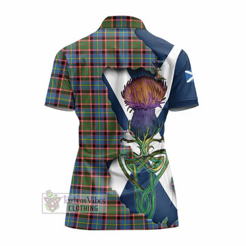 Tartan Vibes Clothing Aikenhead Tartan Family Crest Women's Polo Shirt Scottish Thistle Celtic Inspired