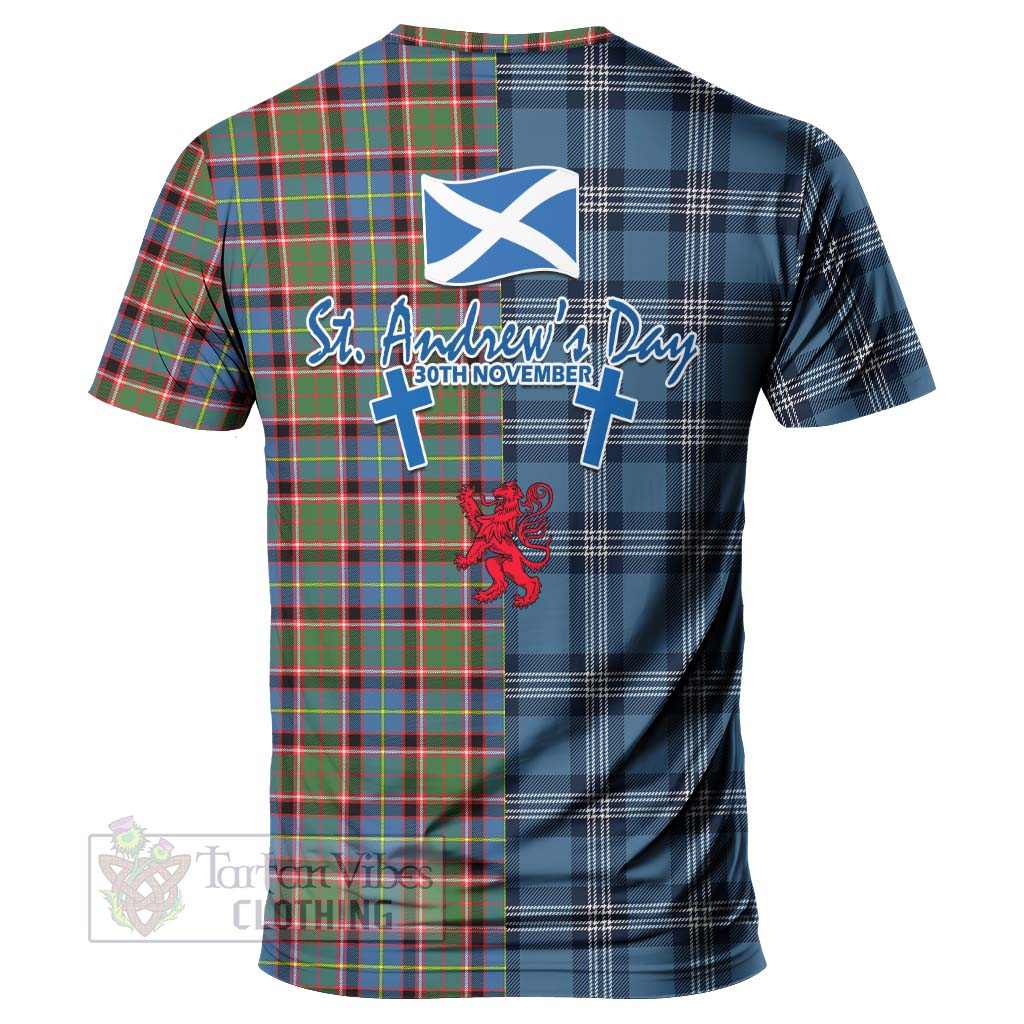 Aikenhead Tartan T-Shirt Happy St. Andrew's Day Half Tartan Style - Tartan Vibes Clothing