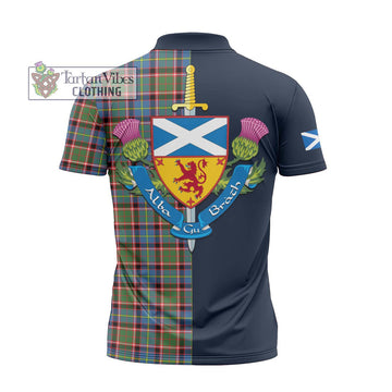 Aikenhead Tartan Zipper Polo Shirt Alba with Scottish Lion Royal Arm Half Style - Tartan Vibes Clothing