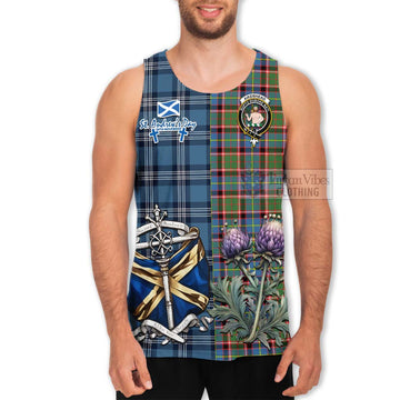 Aikenhead Tartan Men's Tank Top Happy St. Andrew's Day Half Tartan Style - Tartan Vibes Clothing