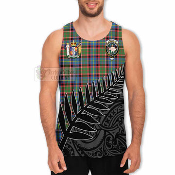Aikenhead Crest Tartan Men's Tank Top with New Zealand Silver Fern Half Style - Tartan Vibes Clothing