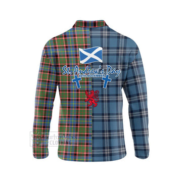 Aikenhead Tartan Long Sleeve Polo Shirt Happy St. Andrew's Day Half Tartan Style - Tartan Vibes Clothing