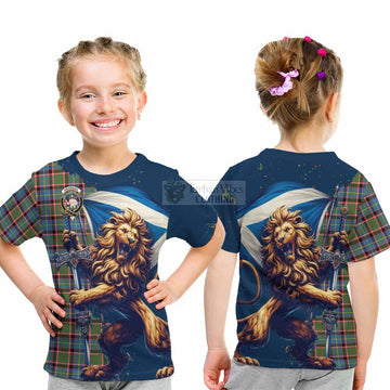 Aikenhead Tartan Family Crest Kid T-Shirt with Scottish Majestic Lion - Tartan Vibes Clothing