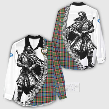 Aikenhead Tartan Clan Crest Women's Casual Shirt with Highlander Warrior Celtic Style - Tartan Vibes Clothing