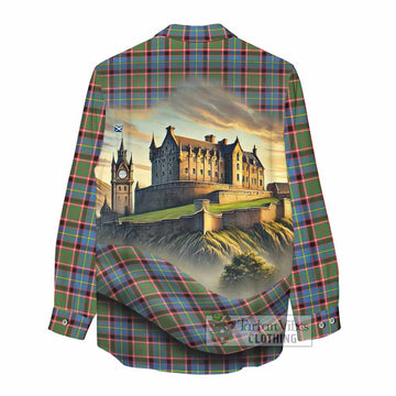 Aikenhead Tartan Family Crest Women's Casual Shirt with Scottish Ancient Castle Style - Tartan Vibes Clothing