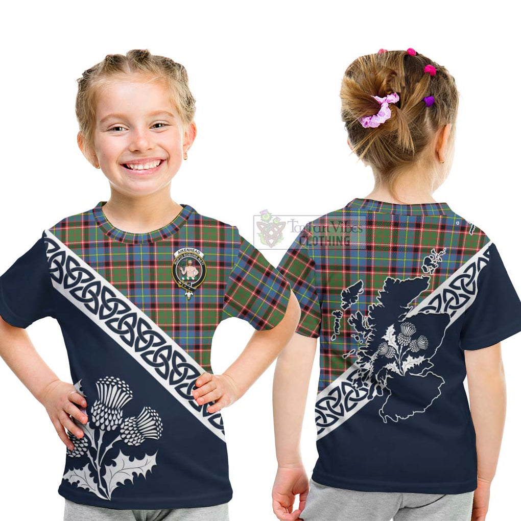 Aikenhead Tartan Kid T-Shirt Featuring Thistle and Scotland Map - Tartan Vibes Clothing