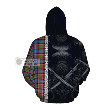 Aikenhead Tartan Cotton Hoodie with Family Crest Cross Sword Thistle Celtic Vibes Pullover Hoodie - Tartan Vibes Clothing
