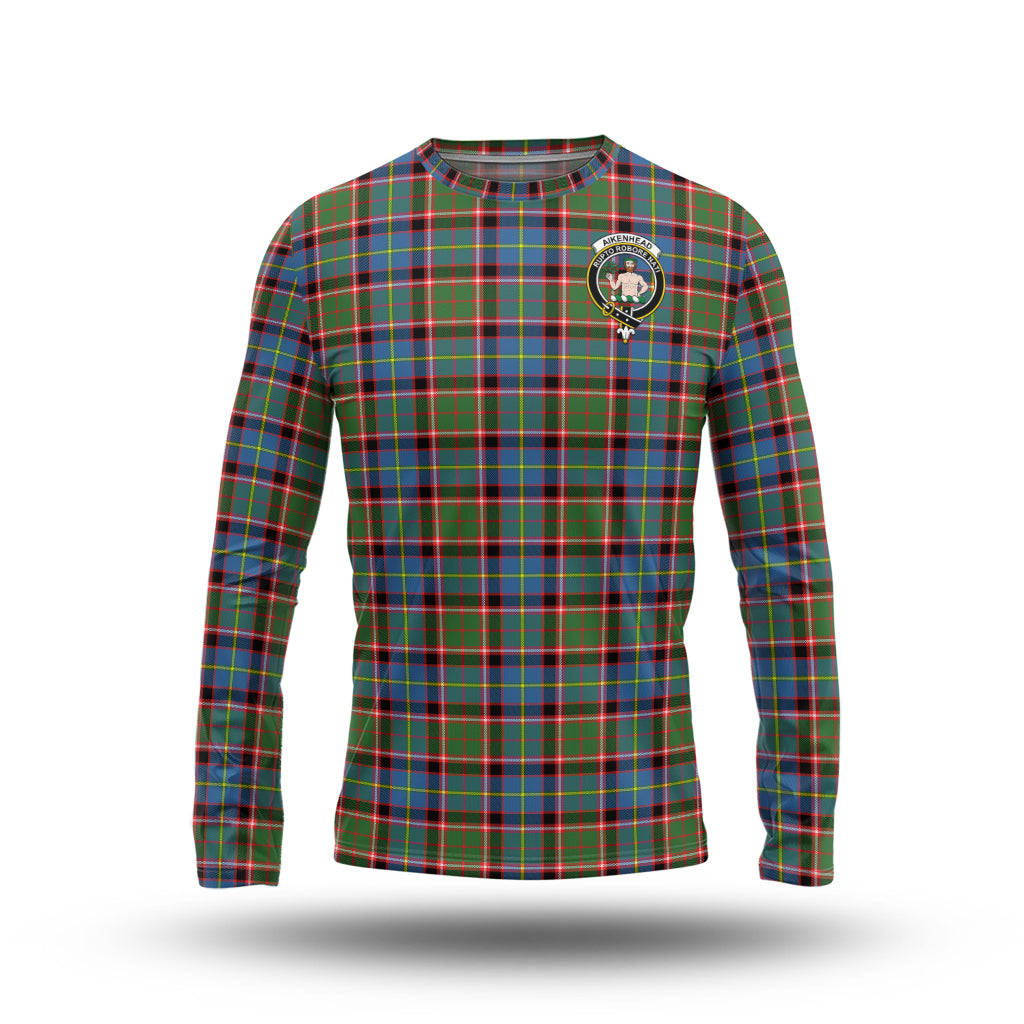 Aikenhead Tartan Long Sleeve T-Shirt with Family Crest - Tartanvibesclothing