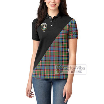Aikenhead Tartan Women's Polo Shirt with Family Crest and Military Logo Style - Tartan Vibes Clothing
