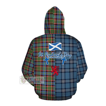 Aikenhead Tartan Cotton Hoodie Happy St. Andrew's Day Half Tartan Style Pullover Hoodie - Tartan Vibes Clothing
