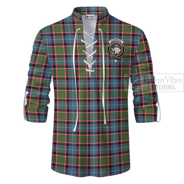 Aikenhead Tartan Ghillie Kilt Shirt with Family Crest Celtic Skull Style - Tartan Vibes Clothing