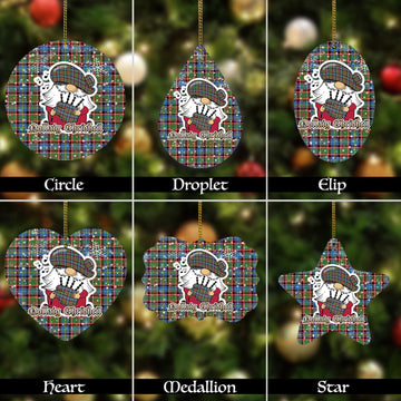 Aikenhead Tartan Christmas Ornaments with Scottish Gnome Playing Bagpipes