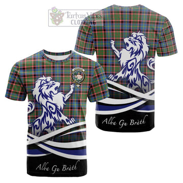 Aikenhead Tartan Cotton T-shirt with Alba Gu Brath Regal Lion Emblem Women's Shirt - Tartan Vibes Clothing