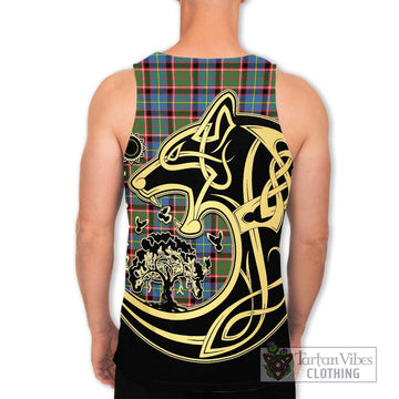 Aikenhead Tartan Men's Tank Top with Family Crest Celtic Wolf Style - Tartan Vibes Clothing