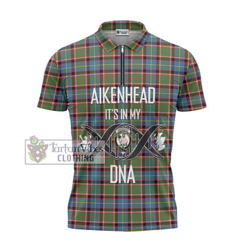 Aikenhead Tartan Zipper Polo Shirt with Family Crest DNA In Me Style - Tartan Vibes Clothing