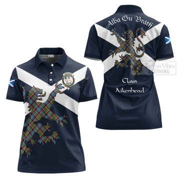 Aikenhead Tartan Lion Rampant Women's Polo Shirt Proudly Display Your Heritage with Alba Gu Brath and Clan Name - Tartan Vibes Clothing