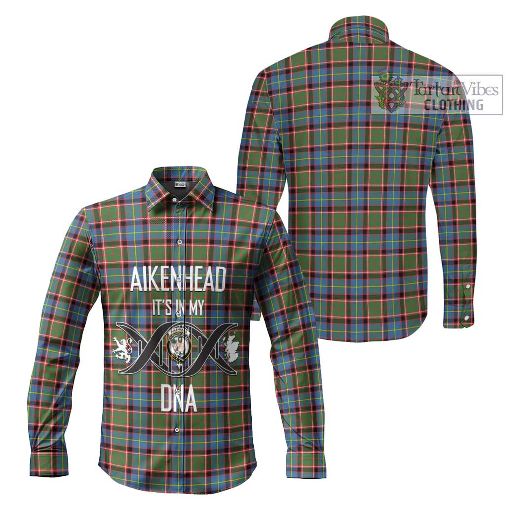 Aikenhead Tartan Long Sleeve Button Shirt with Family Crest DNA In Me Style Men's Shirt - Tartanvibesclothing Shop