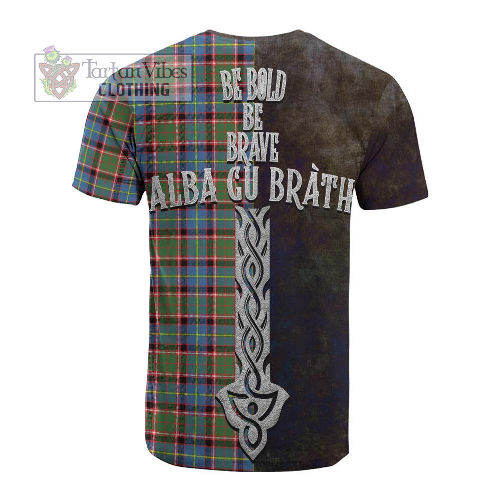Tartan Vibes Clothing Aikenhead Tartan Family Crest Cotton T-shirt Alba Gu Brath Be Brave Lion Ancient Style