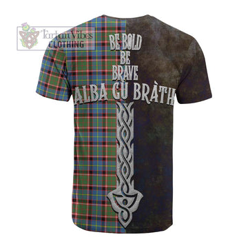 Aikenhead Tartan Family Crest Cotton T-shirt Alba Gu Brath Be Brave Lion Ancient Style