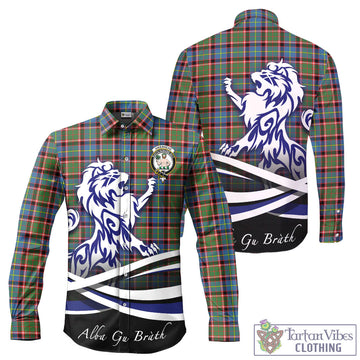 Aikenhead Tartan Long Sleeve Button Up Shirt with Alba Gu Brath Regal Lion Emblem - Tartan Vibes Clothing