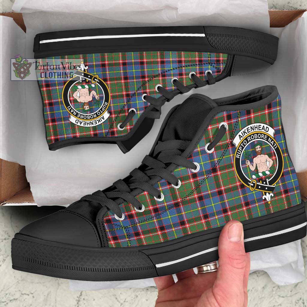 Tartan Vibes Clothing Aikenhead Tartan High Top Shoes with Family Crest