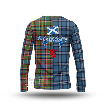 Aikenhead Tartan Long Sleeve T-Shirt Happy St. Andrew's Day Half Tartan Style - Tartan Vibes Clothing