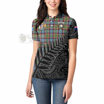 Aikenhead Crest Tartan Women's Polo Shirt with New Zealand Silver Fern Half Style - Tartan Vibes Clothing