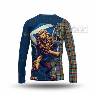 Aikenhead Tartan Family Crest Long Sleeve T-Shirt with Scottish Majestic Lion - Tartan Vibes Clothing
