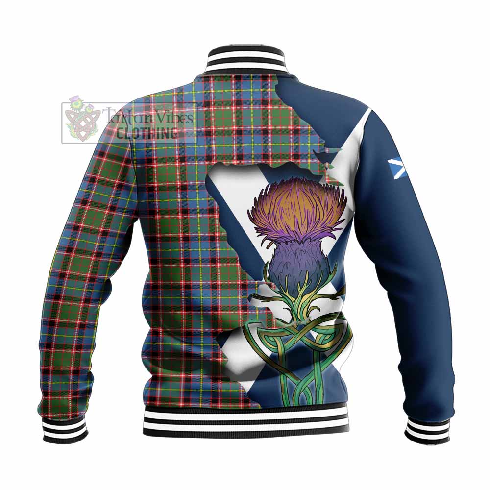 Tartan Vibes Clothing Aikenhead Tartan Family Crest Baseball Jacket Scottish Thistle Celtic Inspired