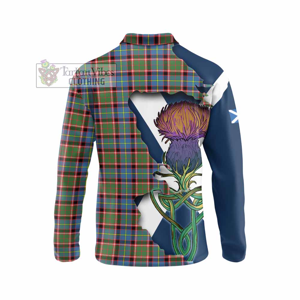 Tartan Vibes Clothing Aikenhead Tartan Family Crest Long Sleeve Polo Shirt Scottish Thistle Celtic Inspired