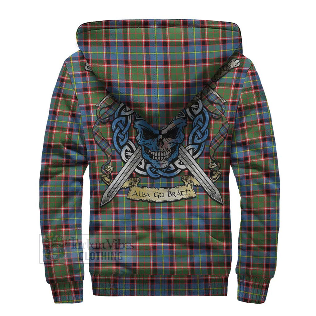 Aikenhead Tartan Sherpa Hoodie with Family Crest Celtic Skull Style - Tartan Vibes Clothing