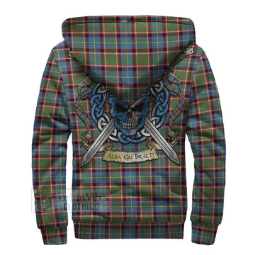 Aikenhead Tartan Sherpa Hoodie with Family Crest Celtic Skull Style - Tartan Vibes Clothing