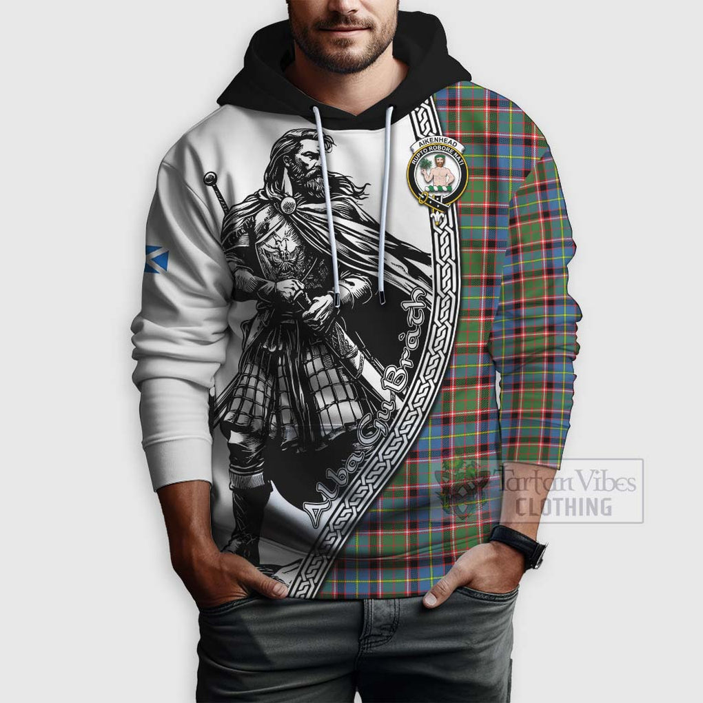 Aikenhead Tartan Clan Crest Hoodie with Highlander Warrior Celtic Style - Tartan Vibes Clothing