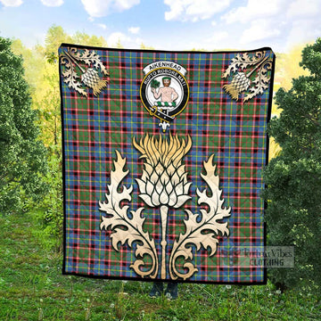 Tartan Vibes Clothing Aikenhead Tartan Quilt with Family Crest and Golden Thistle Style