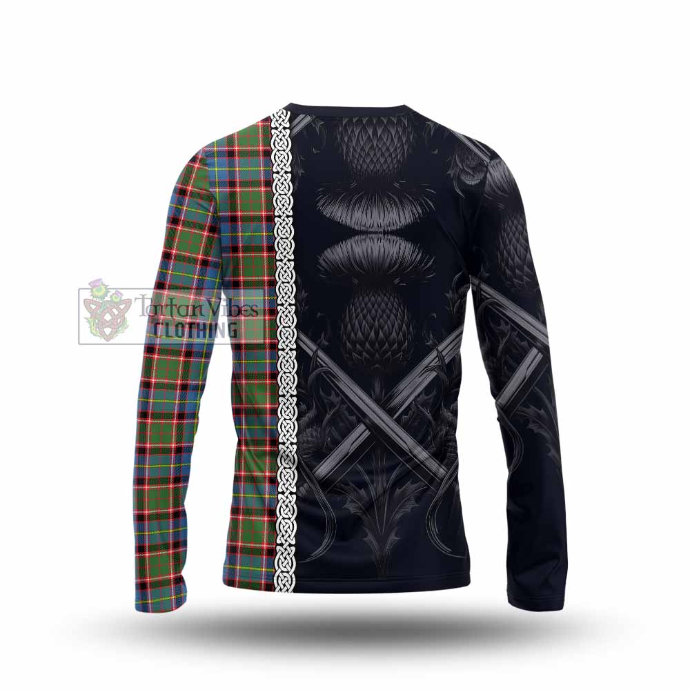 Aikenhead Tartan Long Sleeve T-Shirt with Family Crest Cross Sword Thistle Celtic Vibes - Tartan Vibes Clothing