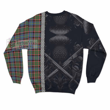 Aikenhead Tartan Sweatshirt with Family Crest Cross Sword Thistle Celtic Vibes - Tartan Vibes Clothing