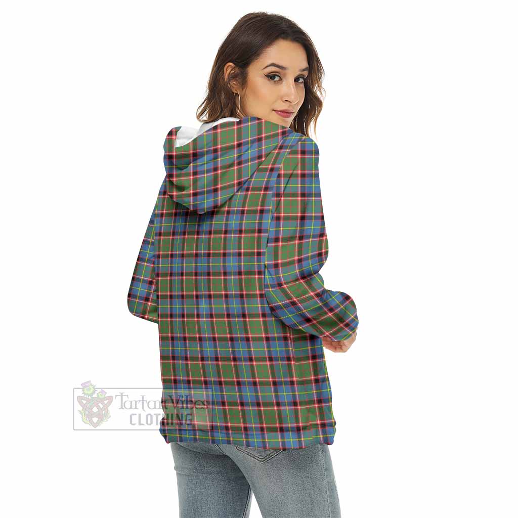 Tartan Vibes Clothing Aikenhead Tartan Crest Women's Borg  Half Zip Fleece Hoodie
