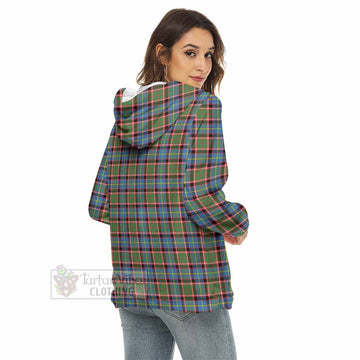 Tartan Vibes Clothing Aikenhead Tartan Crest Women's Borg  Half Zip Fleece Hoodie