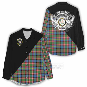 Aikenhead Tartan Women's Casual Shirt with Family Crest and Military Logo Style - Tartan Vibes Clothing